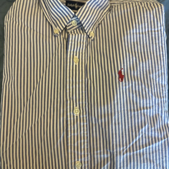 Ralph Lauren Men's White and Blue Striped Shirt - Picture 3 of 8